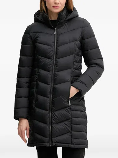 Dkny Hooded Padded Coat In Black