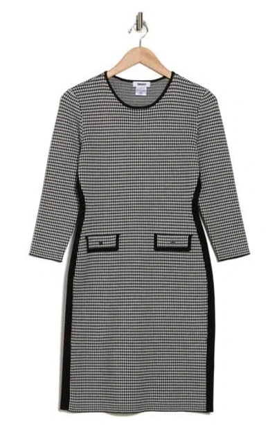 Dkny Houndstooth Pocket Sweater Dress In Black/ivory | ModeSens