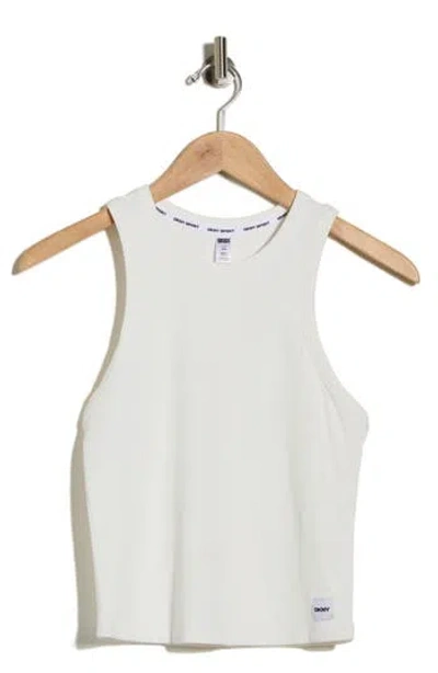 Dkny Hudson Rib Knit High Neck Tank In White