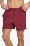 Dkny Hybrid Volley Swim Trunks In Burgundy