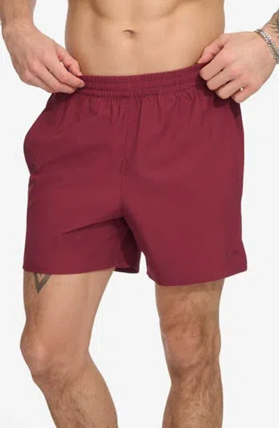 Dkny Hybrid Volley Swim Trunks In Burgundy
