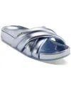 Dkny Indra Womens Criss-cross Faux Leather Slide Sandals In Celeste Blue