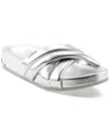 Dkny Crisscross Strap Slide Sandal In Silver