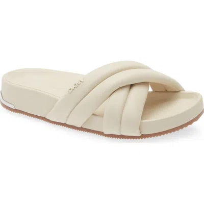 Dkny Indra Crisscross Platform Slide Sandal In Neutral