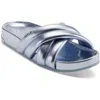 Dkny Indra Womens Criss-cross Faux Leather Slide Sandals In Blue
