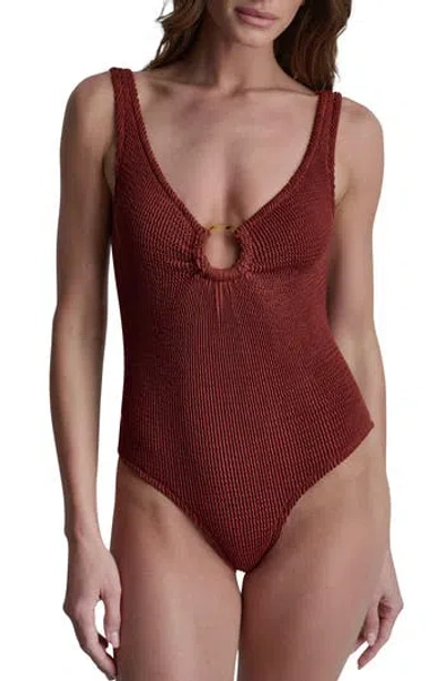 Dkny Island Ring One-piece Swimsuit In Brick