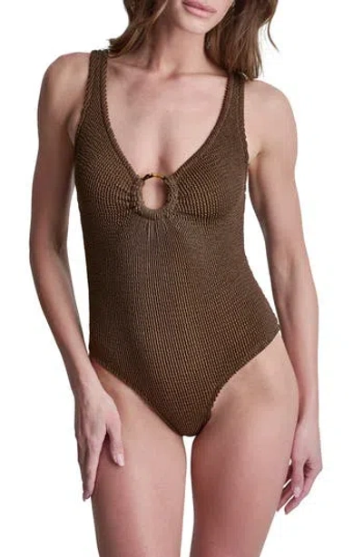 Dkny Island Ring One-piece Swimsuit In Mocha