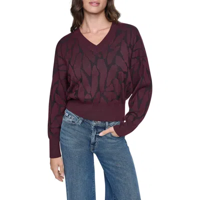Dkny Jacquard V-neck Sweater In Purple