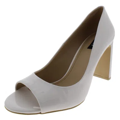 Dkny Jade Womens Patent Leather Dressy Peep-toe Heels In White