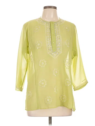 Pre-owned Dkny Jeans 3/4 Sleeve Blouse In Yellow