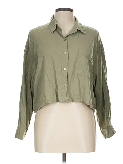 Pre-owned Dkny Jeans 3/4 Sleeve Button Down Shirt In Green