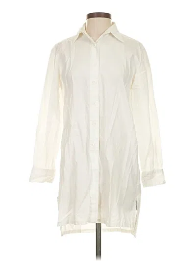 Pre-owned Dkny Jeans 3/4 Sleeve Button Down Shirt In Ivory