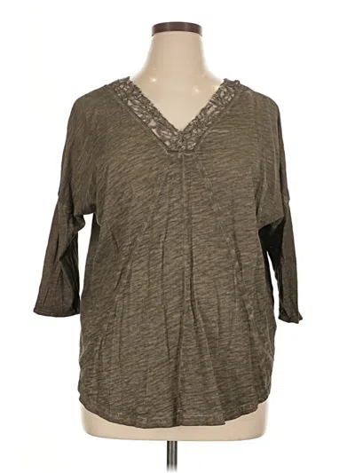 Pre-owned Dkny Jeans 3/4 Sleeve T-shirt In Brown