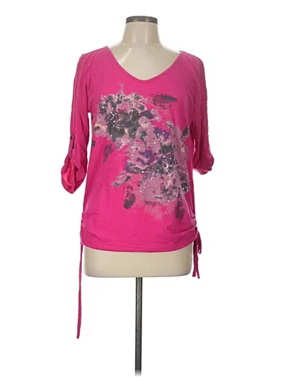 Pre-owned Dkny Jeans 3/4 Sleeve T-shirt In Pink