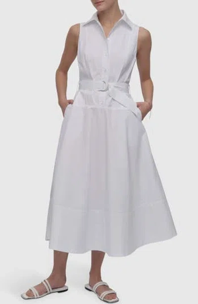 Dkny Jeans Belted Drop Waist Midi Dress In White