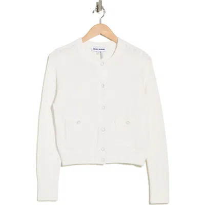 Dkny Jeans Button Front Cotton Cardigan In White