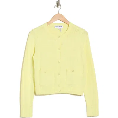 Dkny Jeans Button Front Cotton Cardigan In Yellow