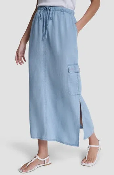 Dkny Jeans Chambray Cargo Maxi Skirt In Blue