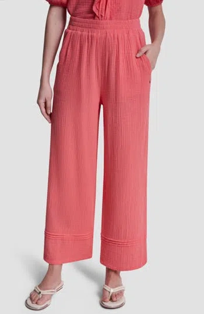 Dkny Jeans Cotton Gauze Pull-on Pants In Pink