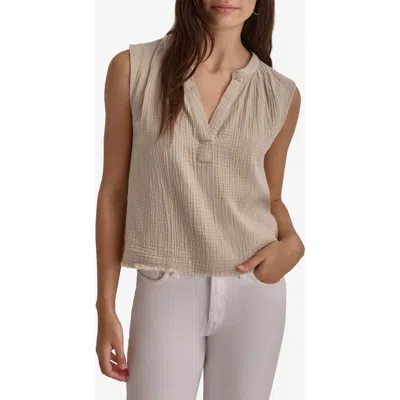 Dkny Jeans Crepe Cotton Gauze Sleeveless Top