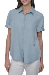 Dkny Jeans Women's Rolled-sleeve Button-up Shirt In Blue