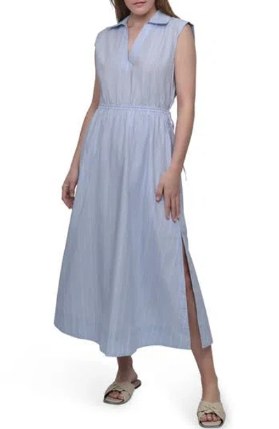 Dkny Jeans Cutout Back Cotton Poplin Maxi Dress In Blue