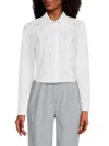 Dkny Jeans Dkny Women's Textured Cotton Crop Shirt In White