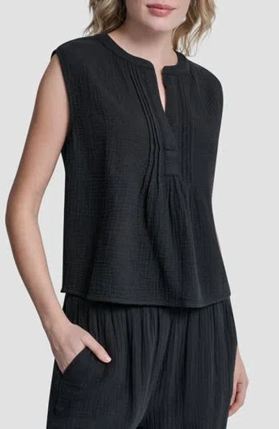 Dkny Jeans Double Crepe Gauze Sleeveless Top In Blue
