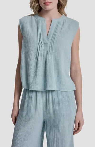 Dkny Jeans Double Crepe Gauze Sleeveless Top In Blue
