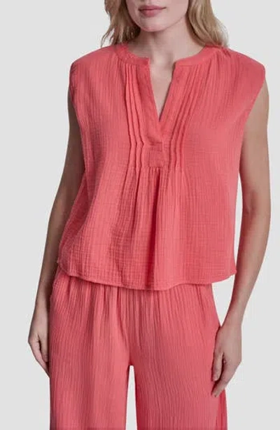 Dkny Jeans Double Crepe Gauze Sleeveless Top In Red