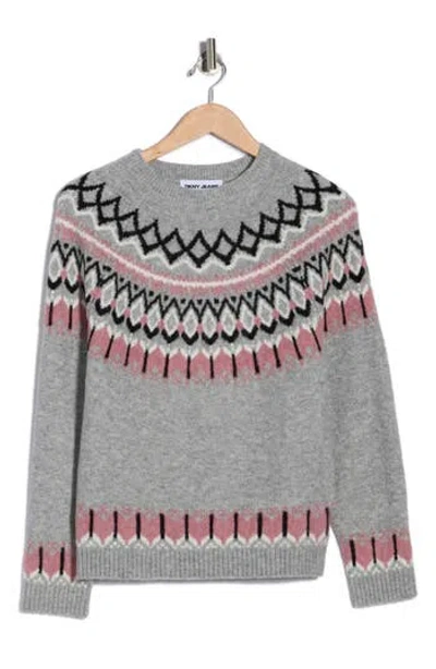 Dkny Jeans Fair Isle Crewneck Sweater In Gray