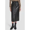 Dkny Jeans Faux Leather Midi Skirt In Black