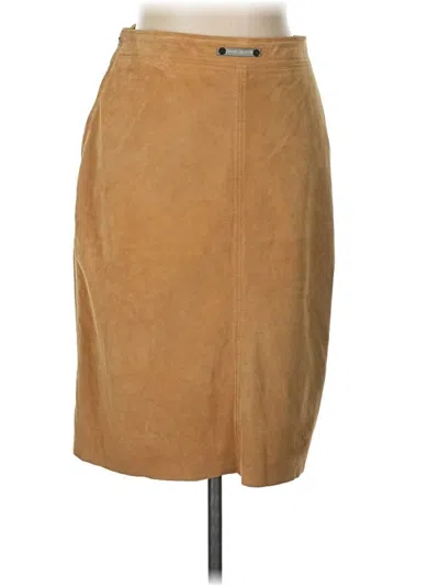 Pre-owned Dkny Jeans Faux Leather Skirt In Tan