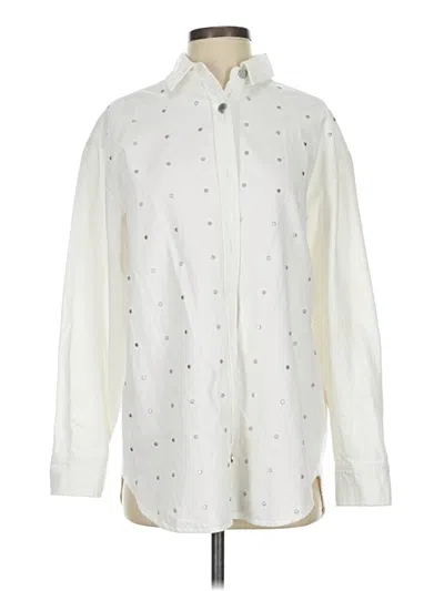 Pre-owned Dkny Jeans Fleece Jacket In White