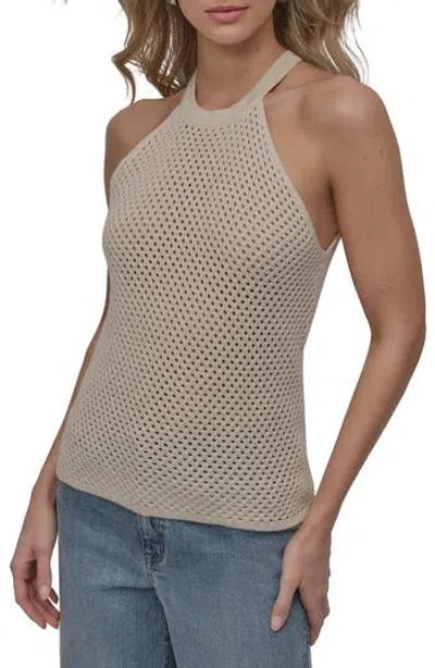 Dkny Jeans Halter Neck Open Stitch Tank