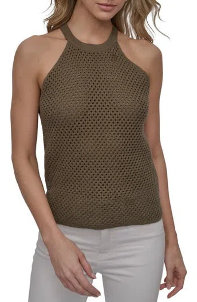 Dkny Jeans Halter Neck Open Stitch Tank