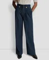 Dkny Jeans High Rise Pleated Trouser In Blue