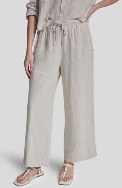 Dkny Jeans High Waist Linen Blend Pants In Gray