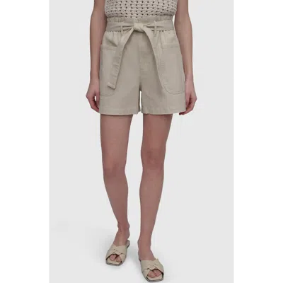Dkny Jeans High Waist Paperbag Shorts In Light City Khaki