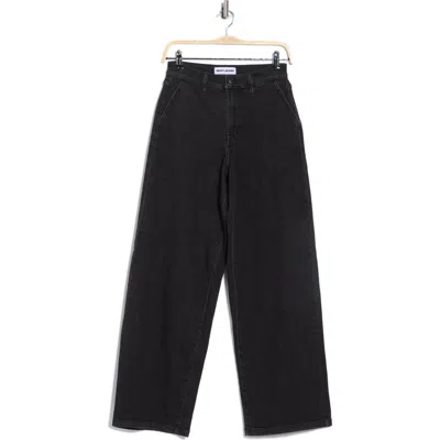 Dkny Jeans High Waist Wide Leg Jeans In Black