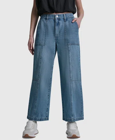 Dkny Jeans High-rise Ankle Wide-leg Cotton Jeans In Blue