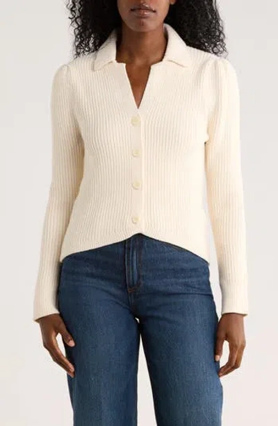 Dkny Jeans Johnny Collar Cardigan In White