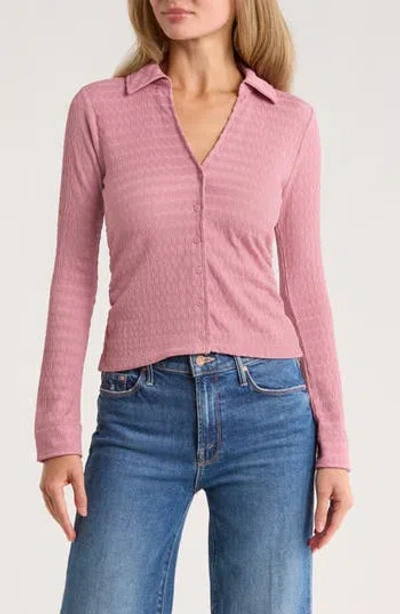 Dkny Jeans Lace Slim Button Front Sweater In Dusty Mauv
