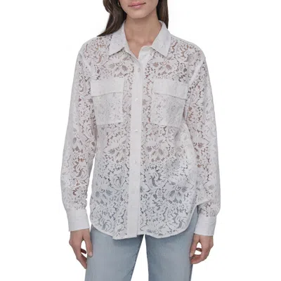 Dkny Jeans Lace Utility Shirt In White