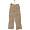 Dkny Jeans Leopard Print Raw Ankle Relaxed Straight Leg Jeans In Brown