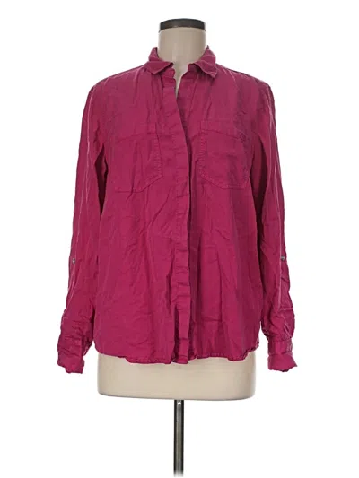 Pre-owned Dkny Jeans Long Sleeve Blouse In Burgundy
