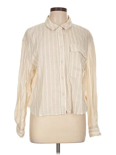 Pre-owned Dkny Jeans Long Sleeve Blouse In Ivory