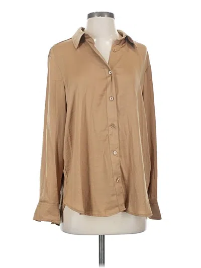 Pre-owned Dkny Jeans Long Sleeve Blouse In Tan