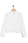 Dkny Jeans Long Sleeve Zip Front Crop Poplin Shirt In White