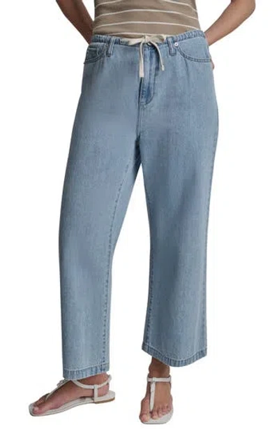 Dkny Jeans Mid Rise Wide Leg Jeans In Blue